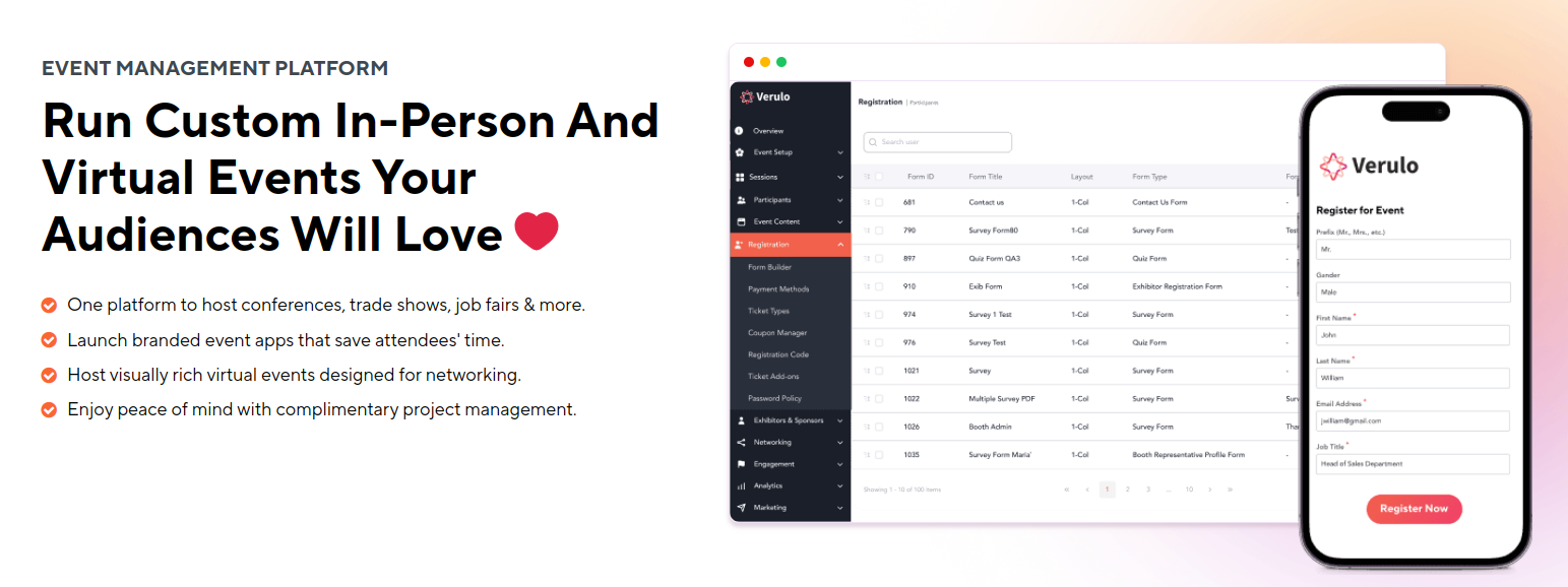 vFairs Landing Page